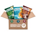 Quest Nutrition Protein Chips Variety Pack, BBQ, Cheddar & Sour Cream, Sour Cream & Cebula, wysoki poziom białka, niskie węglowodany, 1,1 oz (Opakowanie 12)