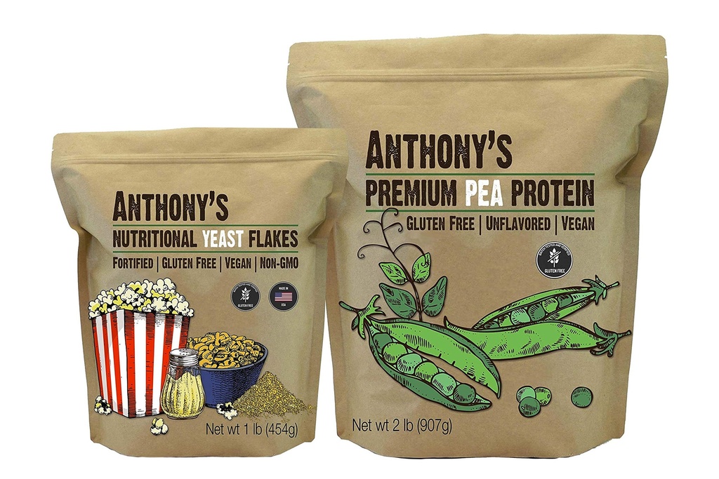 Anthony 's Premium Pea Protein 2lb & Nutritional Yeast Flakes 1lb