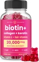 NutraChamps Hair Skin & Nails Gummies Between 124; Biotin with Collagen & Keratin between 124; 5000mcg Biotin Beauty Complex Between 124; Suplement witaminy dla kobiet i mężczyzn 124; Berry Between 124; Zdrowe włosy, Promieniowa skóra i silne paznokcie