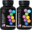 Prostate Supplements with Saw Palmetto and Pure Saffron Extract Capsules Men 's Health Support Bundle