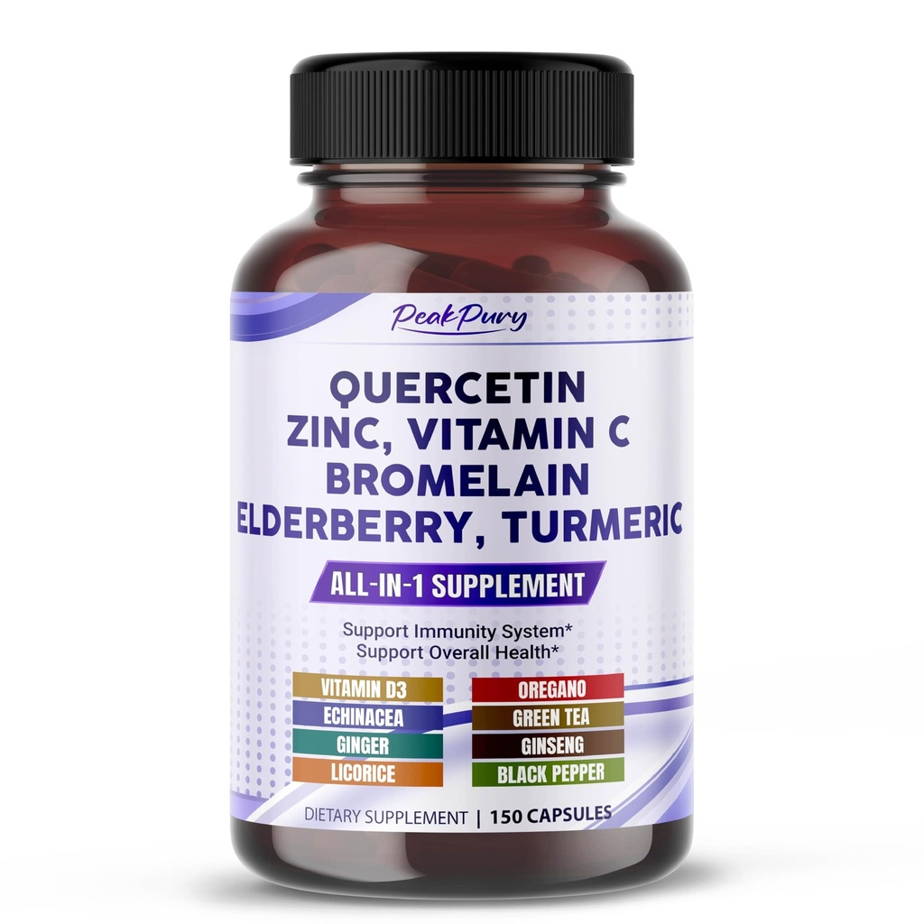 Quercetin Elderberry Turmeric Witamina C Cynk - Wsparcie odporności - Made in USA