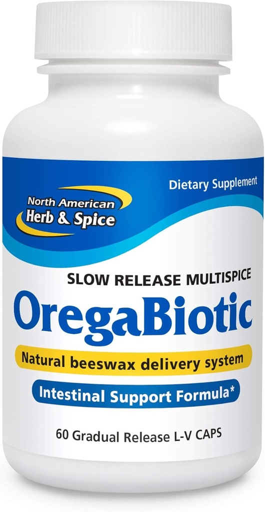 North American Herb & Spice OregaBiotic - 60 Kapsułki - System immunologiczny & Wsparcie pokarmowe - Włosy, Skóra & Nail Health - Olej z nasion czarny, Olej z komin, Olej z Oregano, Olej z sagi - Nie- GMO - 30 Łączne służby