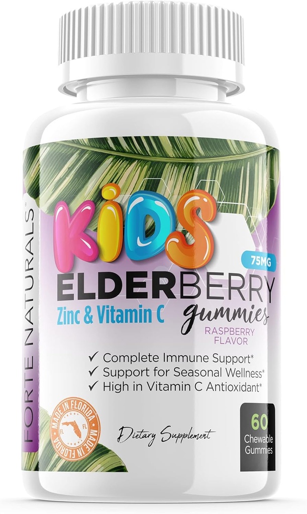 Dzieci Elderberry Gummies + Witamina C + Echinacea & Bee Propolis Dzieci Multivitamin Gummy Chews żuć immunologiczne Wsparcie Made in USA Gluten Free Non GMO 60 Gummy Whole Foods Market