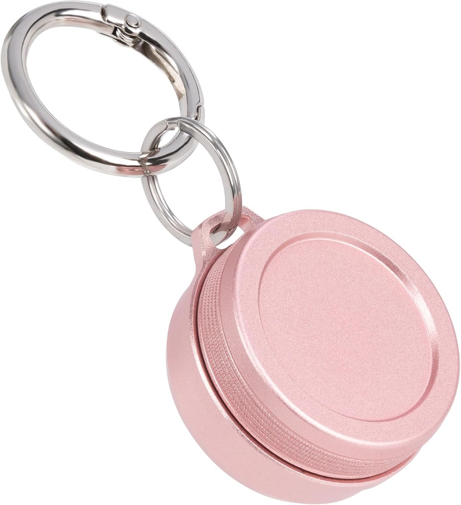 Daily Metal Carrying Case - Przenośny Keychain Pill Holder, Waterproof Small Travel Pill Container for Earsticks Coins, Kompatybilny z pętlą, Eargasm & Vibes, Compact Mini Purse Pill Box (różowy)