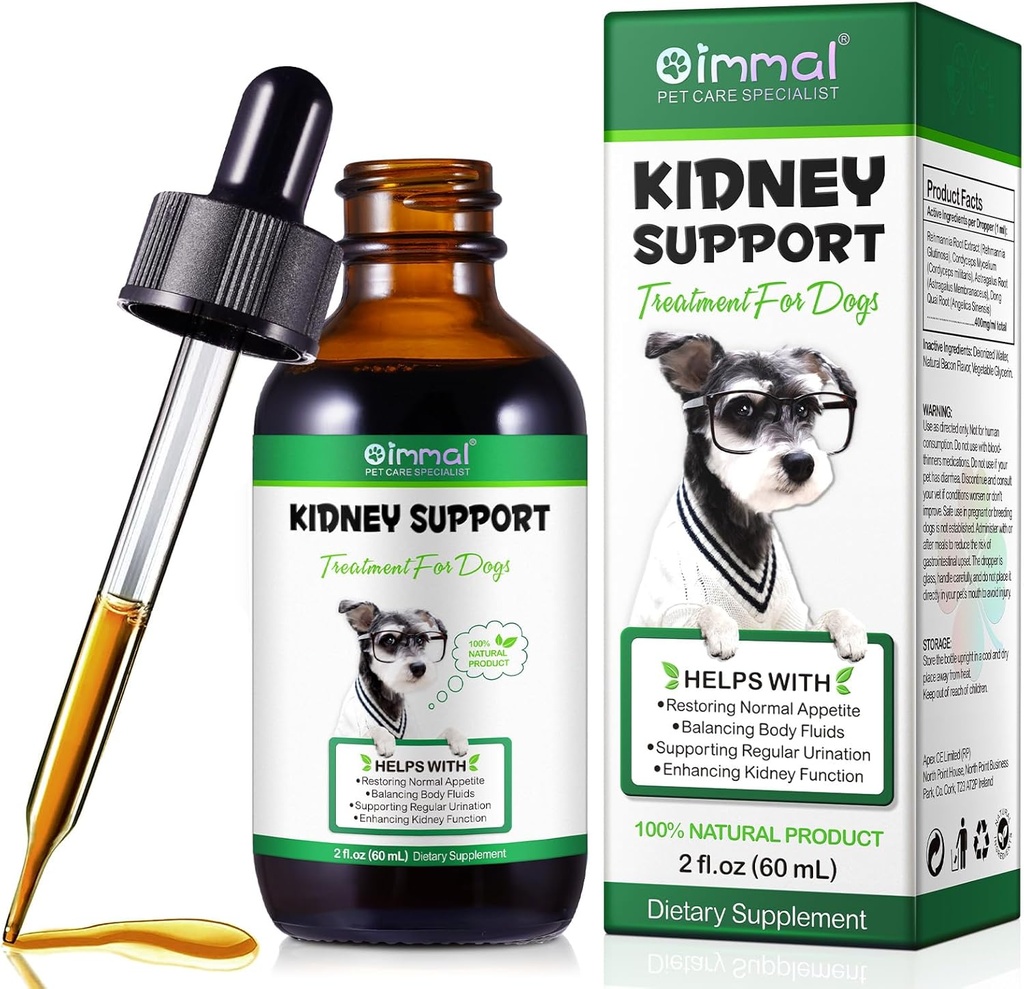 Nerki Wsparcie dla Psów - Suplement Nerki Wsparcie, Wspiera Immune, Urynary & Nerki Funkcja zdrowia, Natural Herbal Supplement (2 Fl Oz)