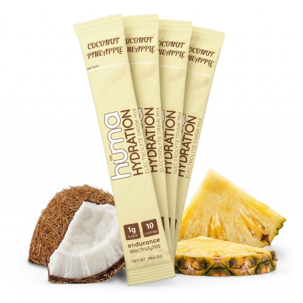 Huma CHIA Napoje nawadniające Mix, Ananas kokosowy 30 Pakiety - Niskie kalorie, Proszek o wysokiej zawartości elektrolitów do uprawiania sportu i ćwiczeń - 100% Naturalny, 1 g Cukier, 10 Cal