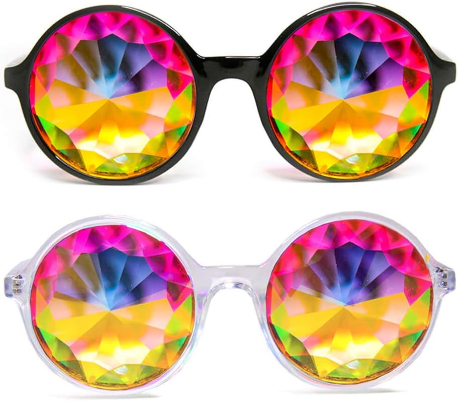 GlobFX Kalejdoskop Okulary 124; Lekkie Crystal EDM Festival Diffraction 124; 2 Pack of Rave