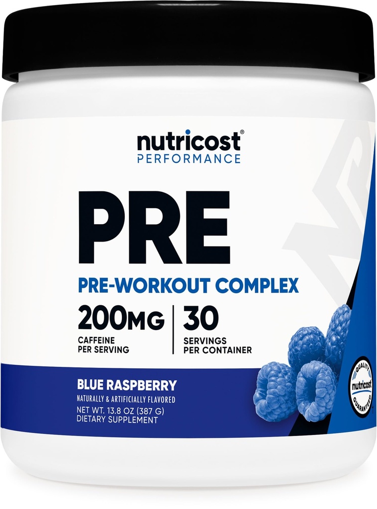 Nutricost Pre- Workout Complex Powder (30 Służenia, Błękitna Malina) - Przygotowania do treningu Suplement z Beta- Alanina, Tauryna i Amino Kwasy