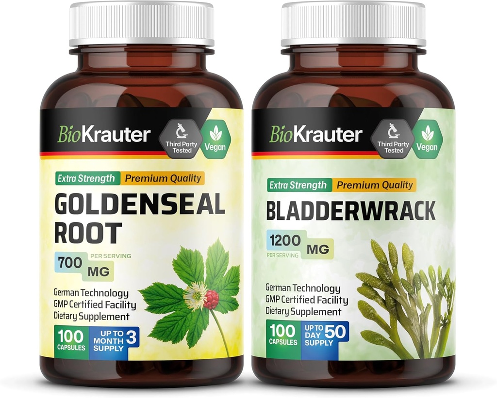 BIO KRAUTER Goldenseal 100 kapsułki i Bladderwrack 100 kapsułki