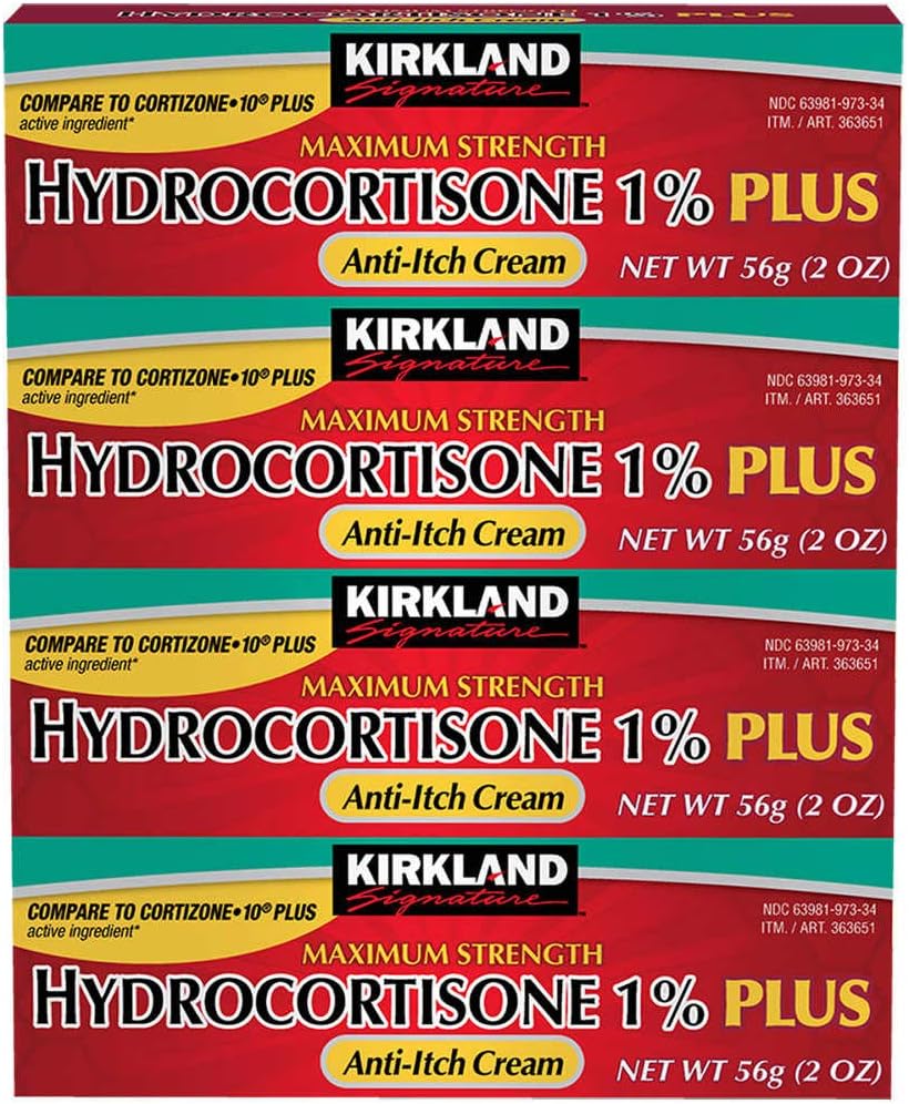 Kirkland Signature Hydrokortyzon 1% Plus krem przeciwswędzeniowy, 8 uncji (opakowanie po 4)