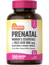 Sundance Prenatal Multivitamin Amend124; z kwasem foliowym 124; 100 Kapsułki szybkiego uwalniania 124; 800 µg Amend124; Non- GMO, Gluten