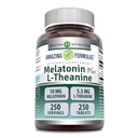 Amazing Melatonin Plus L- Theanine 10 mg Tablets Supplement Equipment 124; Non-GMO Equipment 124; Gluten Free Equipment 124; Made in USA (10 mg, 250, Count)