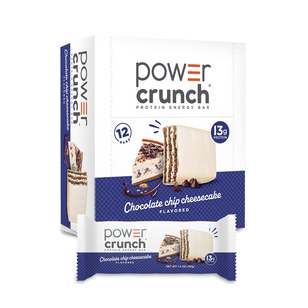 Power Crunch Protein Bary Wafer, Wysokie proteiny przekąski z pysznym smakiem, Czekoladowy Chip Cheesecake, 1.4 unce (12 Count)