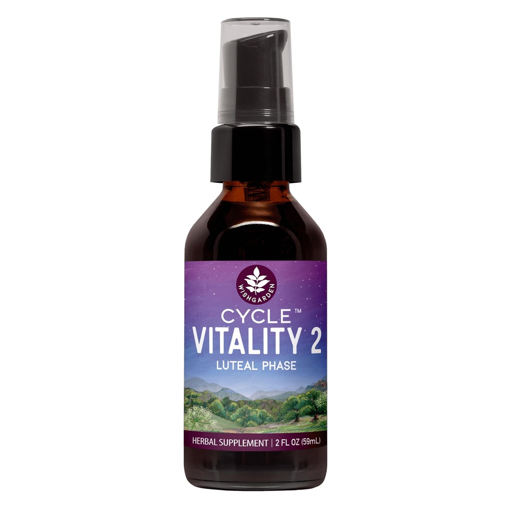 WishGarden Herbs Cycle Vitality 2 Faza luteal - Plant- oparte suplement progesteronu z dzikim Yam & Vitex Chasteberry obsługuje zdrowe cykle menstruacyjne, płodność i zdrowe poziomy progesteronu, 2oz