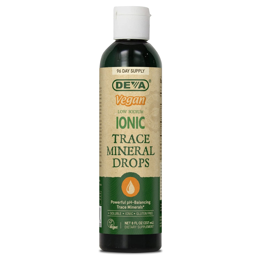 DEVA Vegan ślad jonowy Krople mineralne, Niski Sodu, pH Balancing, 96- Day Supply, 8 Fl Oz