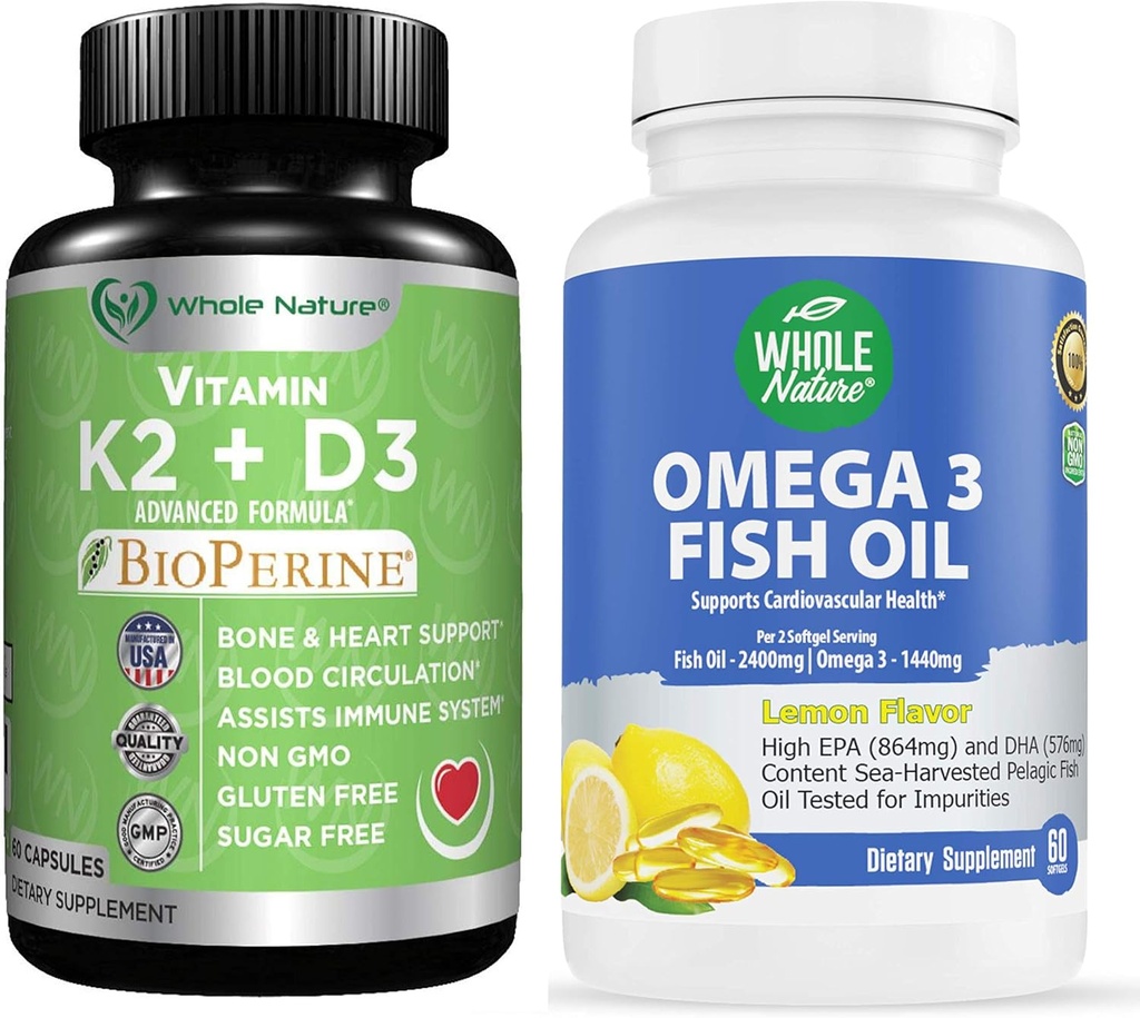 K2 + D3 z Bioperine Plus Calcium Omega 3 Fish Oil są najbardziej skuteczne razem wspierać serce i kości zdrowia, Joints i mózgu