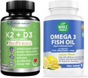 K2 + D3 z Bioperine Plus Calcium Omega 3 Fish Oil są najbardziej skuteczne razem wspierać serce i kości zdrowia, Joints i mózgu