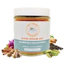 Mt.Meru Medicines Ayurvedic Haldi Doodh / Golden Milk Superblend- z formułą immunologicznego wzbogacania, Gluten- Free, dla zdrowia mózgu, Gut Support z wysokiej kurkuminy Lakadong Turmeric (1.76oz / 50g)