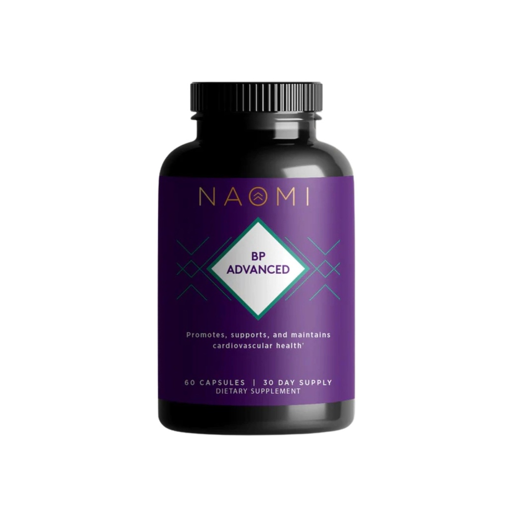 NAOMI BP Advanced, Pothent Składniki do przepływu krwi i cyrkulacji, Funkcja śródbłonka, Wspomaga sercowo-naczyniowe i Arterial Health, 1000mg Olive Leaf Extract, 180mcg Witamina K2 (Small, 60 Count)