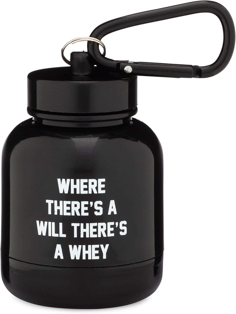OnMyWhey - Protein Powder & Supplement Funnel Keychain, przenośny pojemnik To- do siłowni, treningi, Fitness, & Travel - TSA Zatwierdzony, Gdzie jest wola Jest serwatka