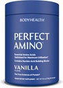 BodyHealth PerfectAmino Proszek - BCAA i EAA Proszek do ćwiczeń przed i po - Amino Acid Energy Drink dla mężczyzn i kobiet do wsparcia Lean Muscle and Recovery - Vanilla - 60 Służenie