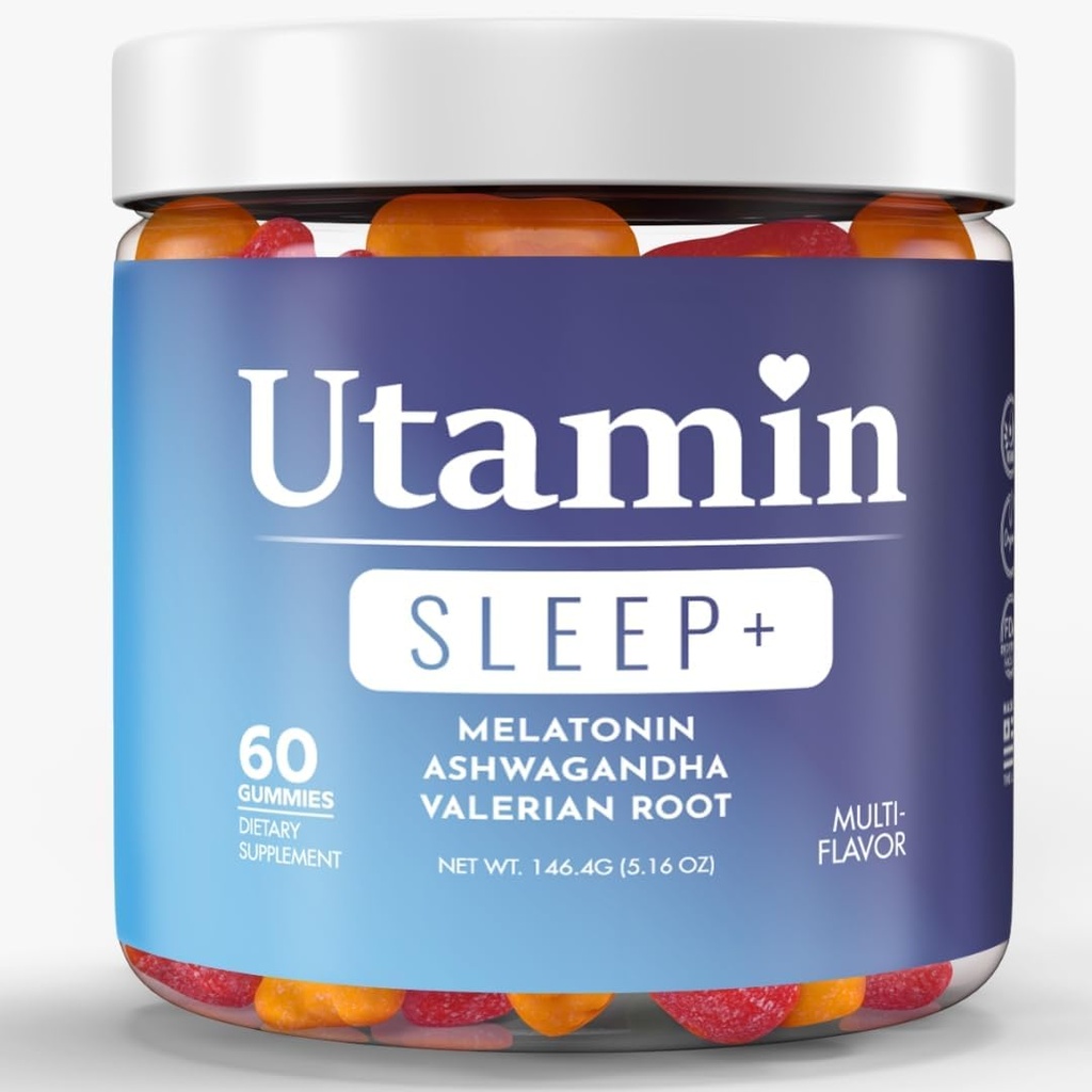 3 in 1 Organic Sleep Gummy- 5 mg Melatonina, 50 mg Valerian Root, 50 mg Ashwagandha- Multi Flavor 60 Count (opakowanie po 1).