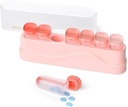 Cotygodniowy Pill Organizator 1 Czas w dniu, KOVIUU Usuwalne Pill Box 7 dzień, Przenośny Pill Travel Case, Raz dziennie kontener na leki, Tydzień Pillbox Dispenser dla suplementu witaminy, różowy