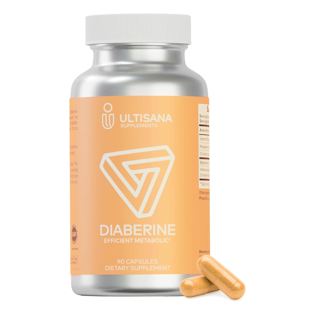 Diaberine Berberine HCL Supplement Agregat 124; Wspomaga Heart Health, Energy Boost, Metabolizm i funkcje immunologiczne Agregat 124; Berberine 500mg z witaminą B12, Magnezu i Chromu Agregat 124; Non-GMO & Vegan, 90 Count