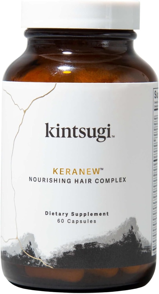 Kintsugi KeraNew Nourishing Hair Complex- Help Combat Signs of Aging Hair, Supplement for Strong, Voluminous Strands- Supports Healthy, Fuller Looking Hair w/ Keratin, Collagen, & Biotin (60 Capsules)