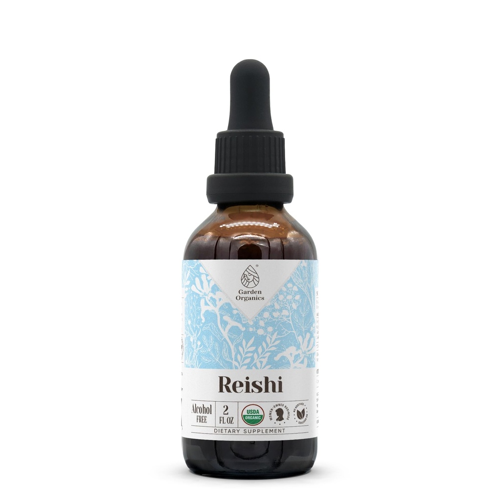 Reishi USDA Organic Alcohol Free Extract Agregat 124; Suplement dietetyczny, Wysoka Moc nalewka 124; Natural Certified Organic Reishi Mushroom (Ganoderma Lucidum) (2 oz)