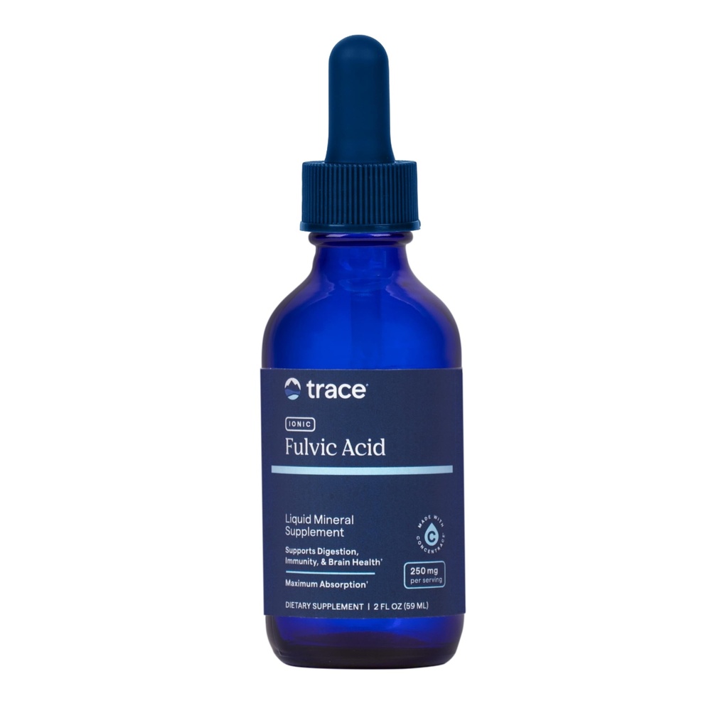 Ślad Minerały Jonic Fulvic Acid 250mg - Podstawowy suplement mineralny do wspomagania nawadniania i produkcji energii - Pomocniczy Wytrzymałość mięśni - Suplement płynny do zdrowej trawienia - 2 fl oz (59 Sług)