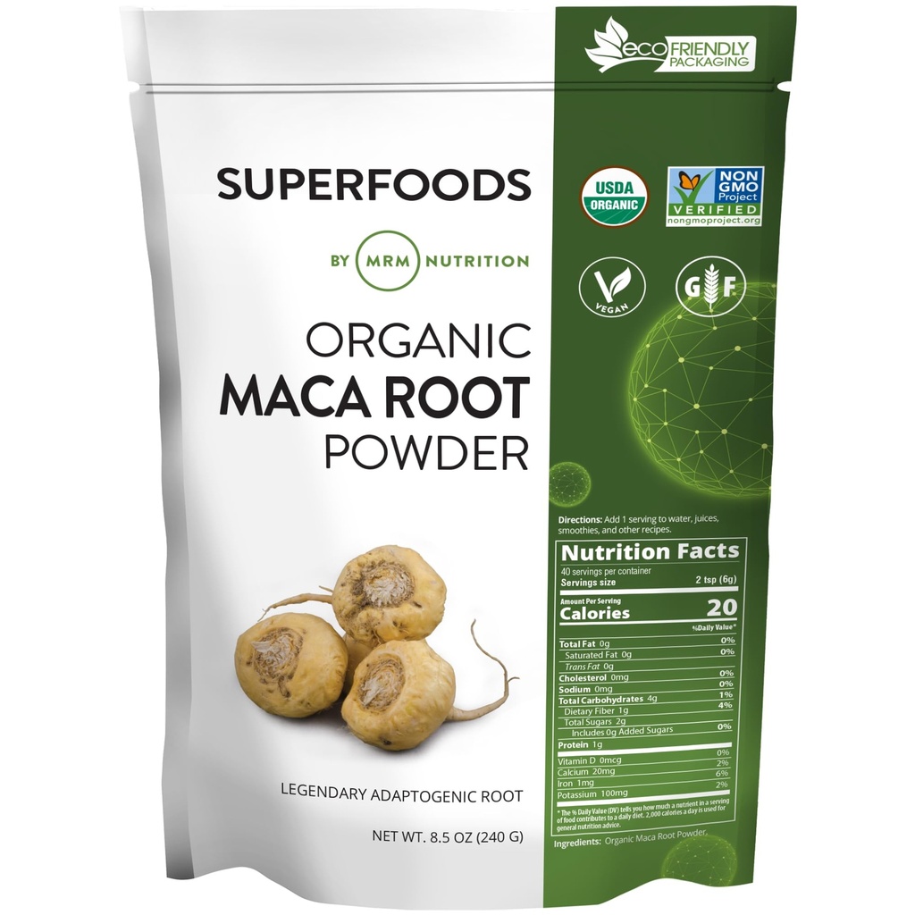 MRM Nutrition Organic Maca Root Powder Building 124; Superfoods Building 124; Adaptogen Building 124; Gluten- Free + Vegan Building 124; 40 Służenie