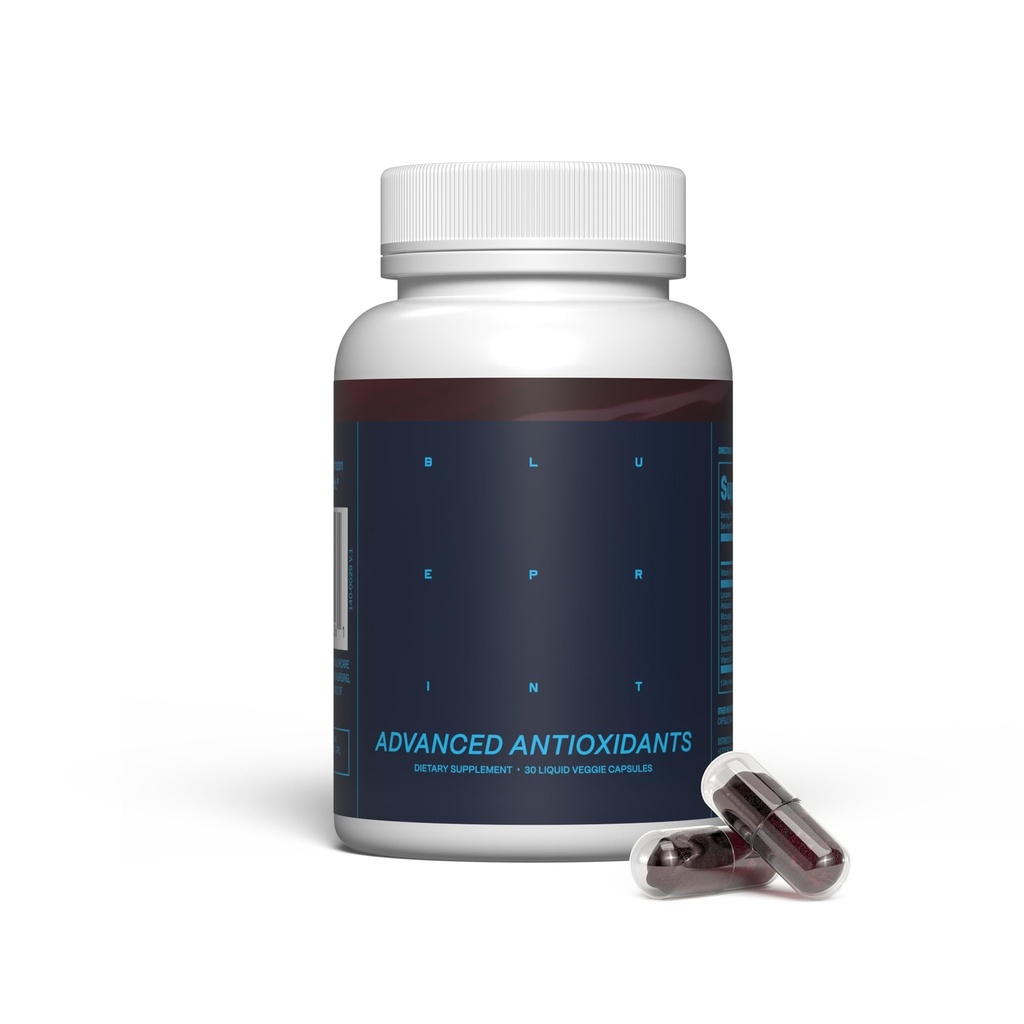 Blueprint Bryan Johnson Advanced Antioksydant Supplement - Luteina, Zeaksantyna, Likopen, Witamina K1, K2 - Kapsułki wegańskie dla Vision, Bone & Heart Support - Aktualizacja formuły podstawowych softgeli