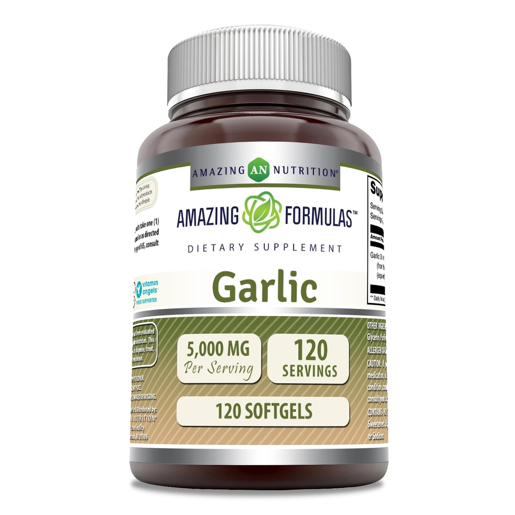 Amazing Supplement czosnkowe 124; 50 Mg Koncentrat (100: 1) 124; 5000 Mg Równoważny 124; 120 Softgels 124; Non-GMO Supplement 124; Gluten- Free Supplement 124; Made in USA