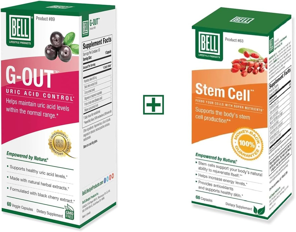 Bell Bundle - Suplementy komórek macierzystych & G- Out Oczyszczanie kwasu moczowego - 25 Lat dookoła świata, Sprzedawane bezpośrednio przez producenta