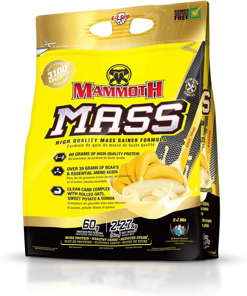 Interactive Nutrition Mammoth Mass Supplement, 5 funtów, Banana, 2,2kg Banana