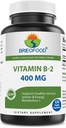 Witamina Brieofood B2 (Riboflavin) 400mg, 120 Kapsułek wegetariańskich - Gluten Free, Non-GMO