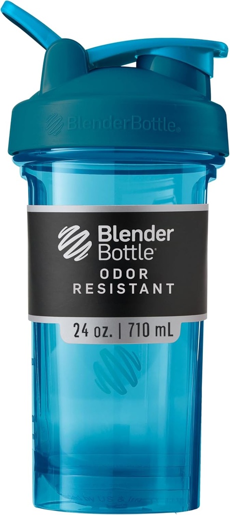 BlenderBottle Shaker Butelka Pro Series Perfect for Protein Shakes and Pre Workout, 24- Ounce, Ocean Blue