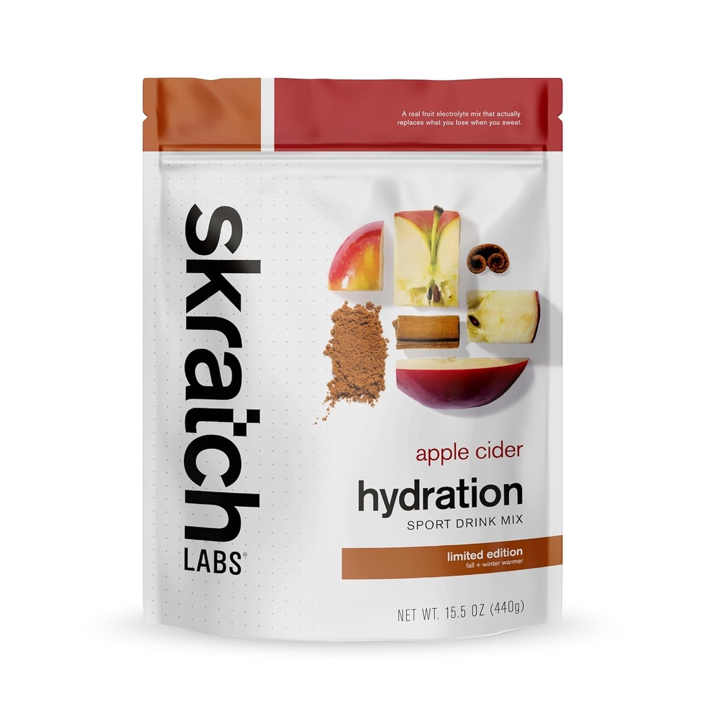 Skratch Labs Hydration Proszek 124; Sport Drink Mix 124; Elektrolity Proszek do ćwiczeń, Wytrzymałość i Wydajność 124; Jabłko Cydr 124; 20 Służenie 124; Non-GMO, Wegan, Kosher