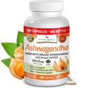 UDAF Zweryfikowany organiczny Ashwagandha z Black Pepper - 180 Kapsułek - 1965mg Dodatkowa siła dla stresu, snu, nastrojów, tarczycy, Focus, Włosy, Wegański czysty ekstrakt korzeniowy w proszku - Suplementy dla mężczyzn i kobiet
