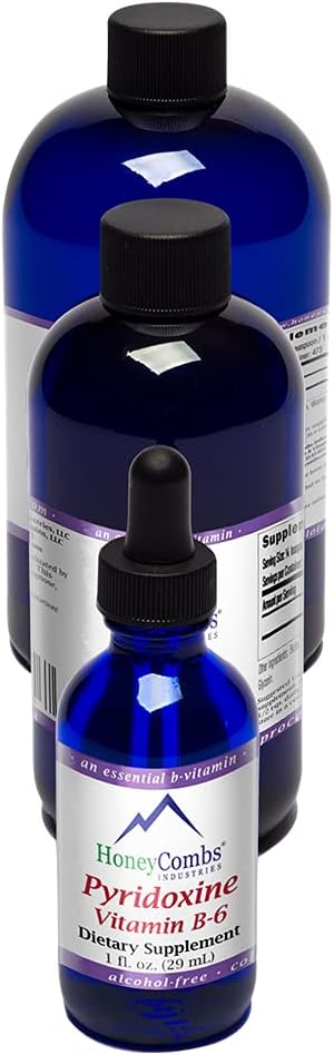 Witamina B6 (Pyridoxine) Krople - Płynna witamina B Krople do Wspomagania Naturalnego Mózgu, Zbiorniki krwi i Wsparcie immunologiczne - Płynny suplement nastrojów witaminowych - Suplement do Zdrowia bez alkoholu (16 Fl Oz)
