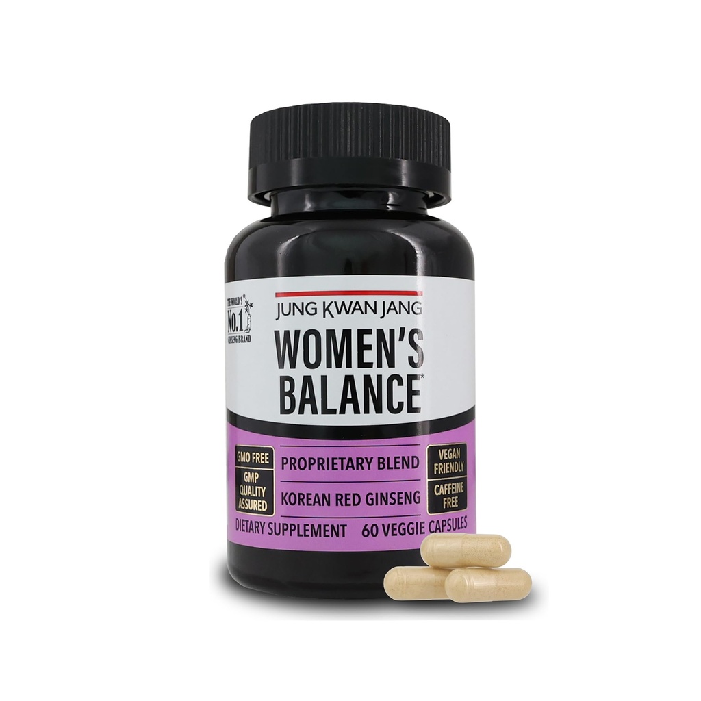 JungKwanJang Równowaga Kobiet z Koreańskim Czerwonym Ginsengiem na poziomie energetycznym, Digestive System i Cognitive Health Supplement, 60 Kapsułki