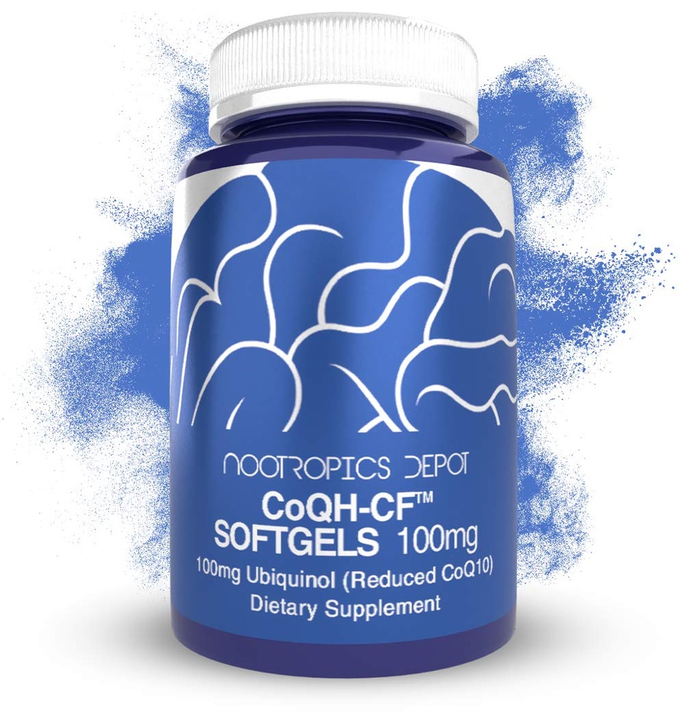 Nootropics Depot Ubichinol CoQH- CF Softgels 124; 100mg Ubichinol Supplement Supplement 124; 30 Count Ubichinol 124; Reduced CoQ10