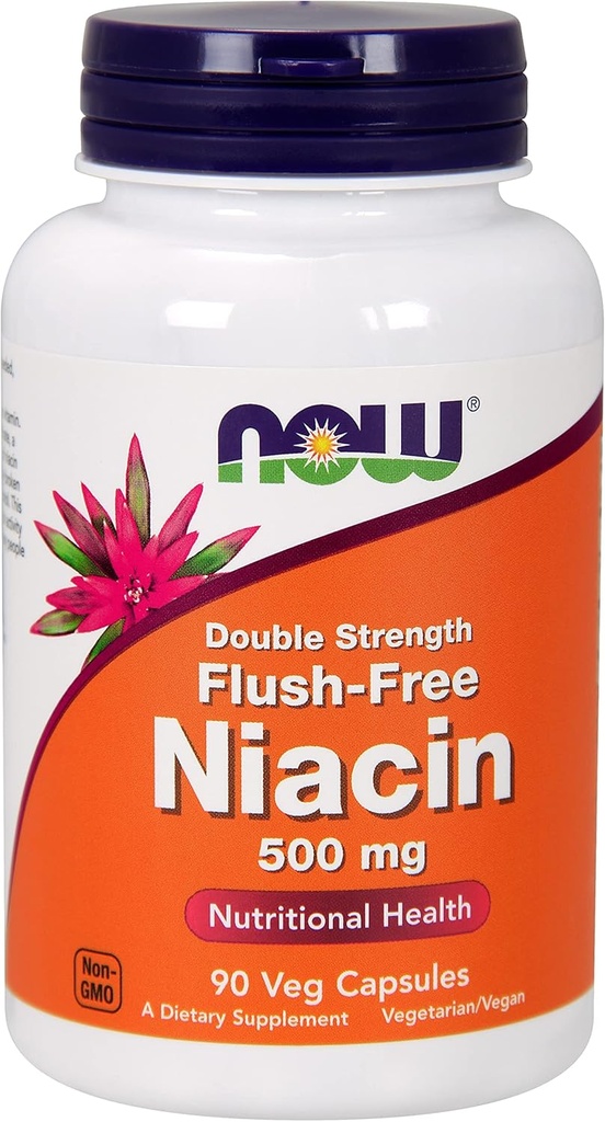 Now ® Foods Flush Free Niacin (podwójna moc) 500mg w / 90 kapslach