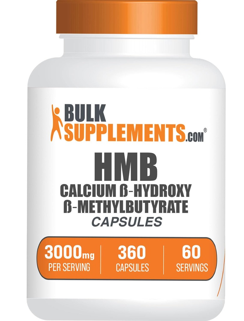 BulkSupplements.com Kapsułki HMB - jako suplement wapnia HMB, Beta- Hydroxy Beta- Metylobutyrate - Gluten Free, 6 Kapsułek na Podawanie (3000mg), 360 Liczba (Opakowanie po 1)