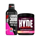 PROSUPPS L- Carnitine 3000 Stymulant Free Liquid Shots (31 Servings, Berry) i Hyde Signature Series Pre- Workout Energy Drink proszkowany (30 Servings, Arbuz) Bundle