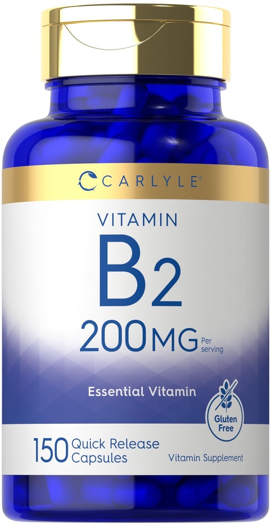 Witamina Carlyle B-2 124; Riboflavin 124; 200mg 124; 150 Hrabia 124; Wegetarianin, Non-GMO & Gluten Free Esential Supplement