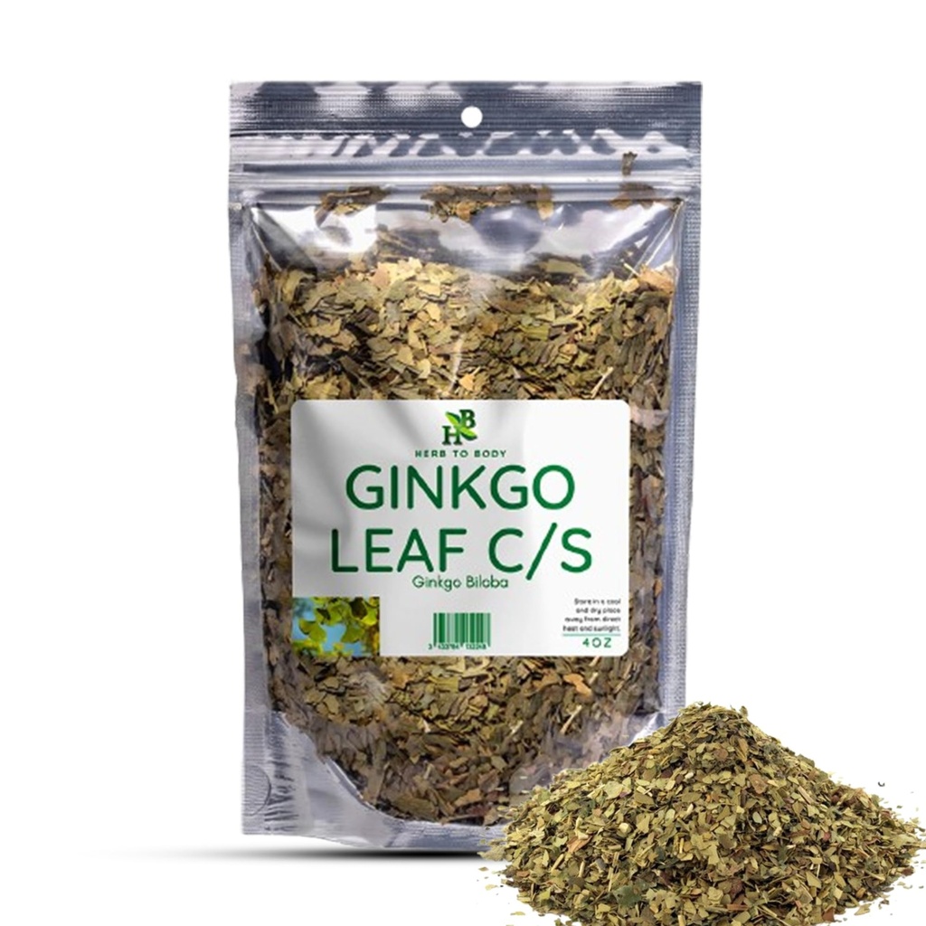Herb to Body Ginkgo Leaf Cut and Sifted - 4oz, Wildcrafted Ginkgo Biloba Tea Leaves, Ginko Biloba Leaves for Infusion and Extracts