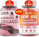 NEVISS 1Pack Zhydrolizowane Gumiaki Kolagenowe + 1Pack Witamina ADK z B12 Gumiami