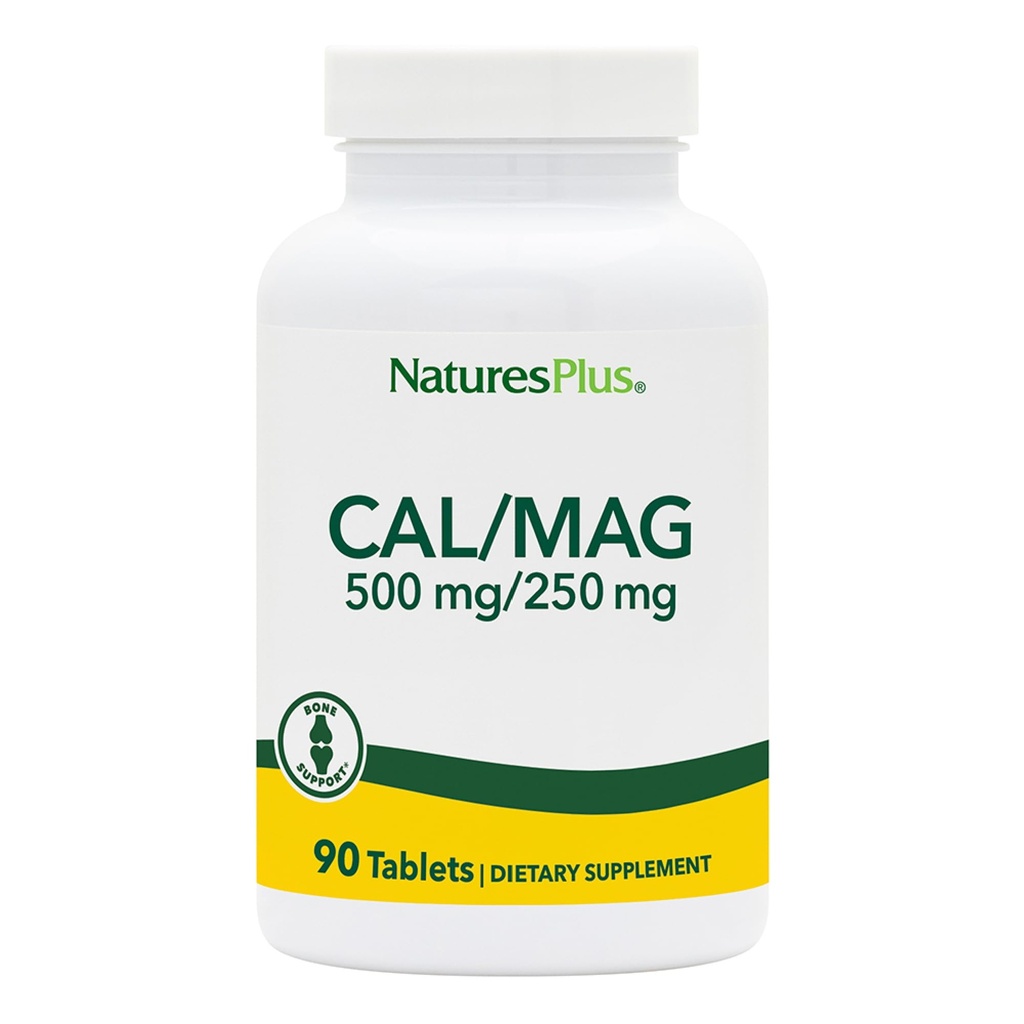 NaturesPlus Cal / Mag - 90 Tabletki wegetariańskie - 500 mg Wapń & 250 mg Magnez - 90 Servings